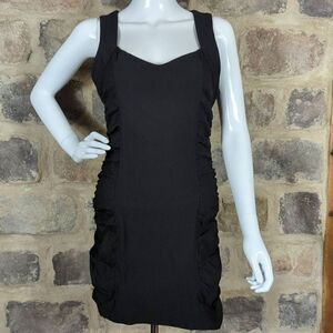 HAVE Black Bodycon Ruched Dress Size Medium Style #95790-MI‎ LBD Minimalist